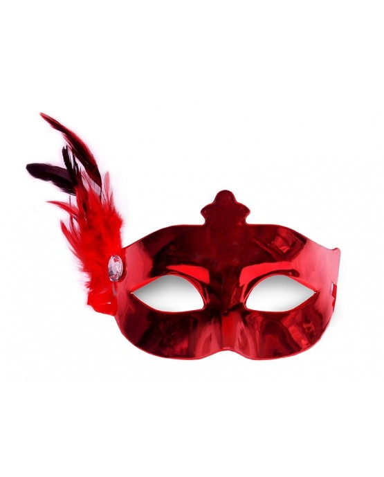 Benátska maska -červená s pierkom