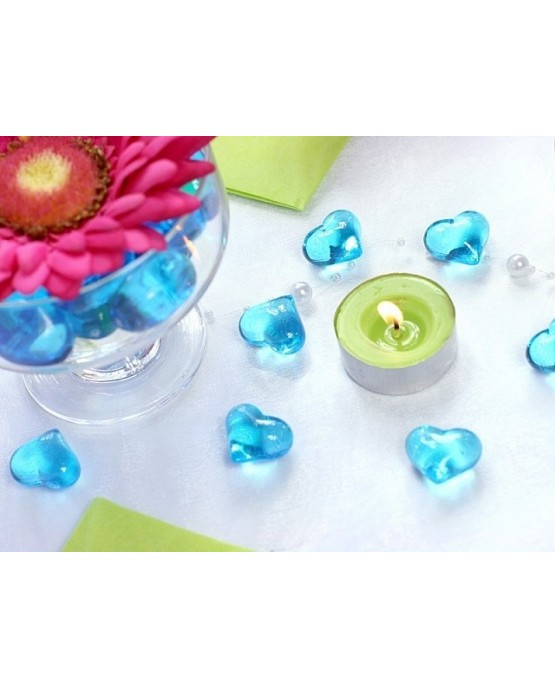 Dekorácia-srdce -tyrkysové 2,1cm 30ks