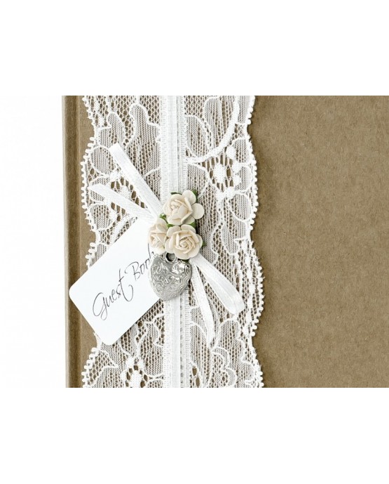 Kniha hostí - hnedá s čipkou