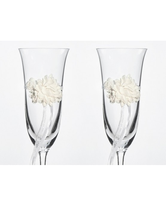 Poháre na šampanské - kvety 2ks
