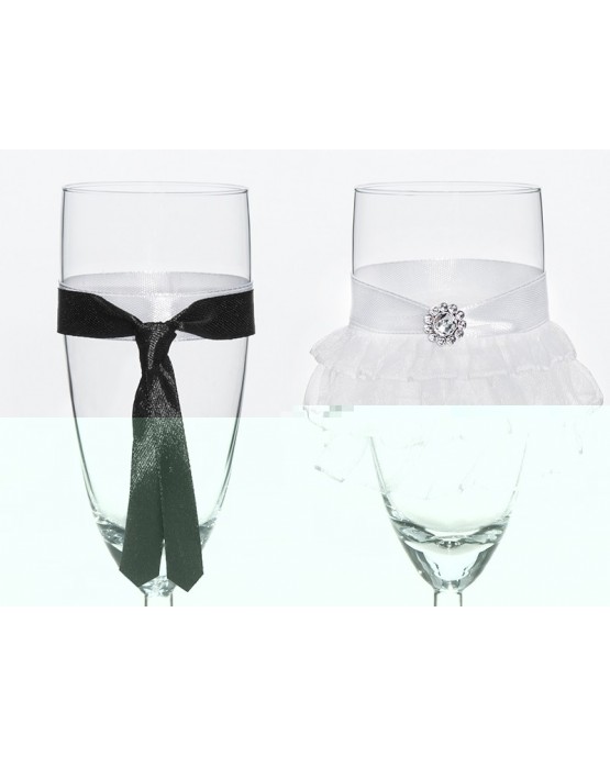 Poháre na šampanské- kravata a sukňa 2ks