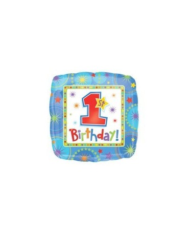 Fóliový balónik číslo - 1 Birthday -modrý 1ks 45cm/P146