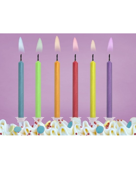 Sviečky - rôznofarebné plamene 6ks