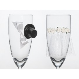 Svadobné poháre a dekorácie na fľaše